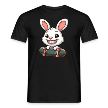 Süßer weißer Hase Kaninchen Skateboard - Männer T-Shirt - Schwarz - Vorne - AI Model Male 178 light (178cm)