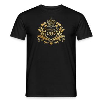 66th Birthday "Semper Verum - Established 09/1958 - Men's T-Shirt - black - Front - AI Model Male 178 light (178cm)
