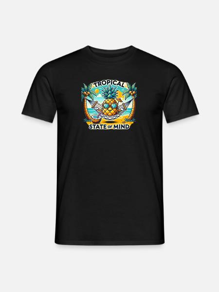 Entspannte Ananas am Meer - Männer T-Shirt - Schwarz