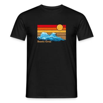 Santa Cruz Waves Gift Retro Vintage Old - Men's T-Shirt - black - Front - AI Model Male 178 light (178cm)