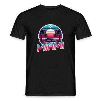 Miami Retro Wave des années 80 Design Vintage - T-shirt homme - noir - Devant - AI Model Male 178 light (178cm)