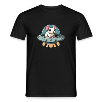 Mouse Rat UFO Alien Abduction Science Fiction - Men's T-Shirt - black - Front - AI Model Male 178 light (178cm)