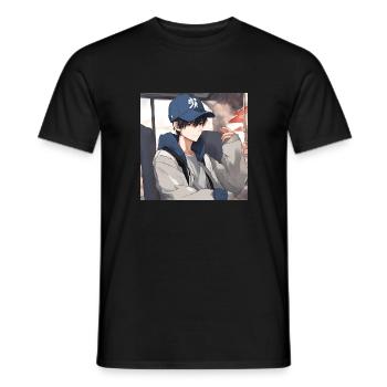 Geek-Boy-Anime - Männer T-Shirt - Schwarz - Vorne - AI Model Male 178 light (178cm)