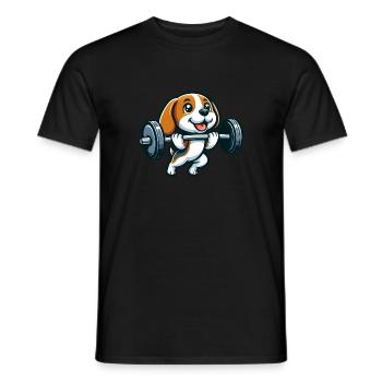Beagle Weightlifting Workout Strength - Men's T-Shirt - black - Front - AI Model Male 178 light (178cm)