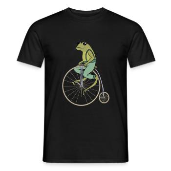 Cottagecore Aesthetic Frosch auf Hochrad Vintage - Männer T-Shirt - Schwarz - Vorne - AI Model Male 178 light (178cm)