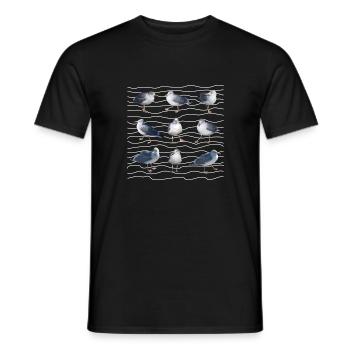 Mouette, Mer, Vagues, Mer du Nord, Sylt, Mer Baltique, Carnaval - T-shirt homme - noir - Devant - AI Model Male 178 light (178cm)