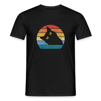 Retro Black Cat Lover Vintage Style Cats Cute - Men's T-Shirt - black - Front - AI Model Male 178 light (178cm)