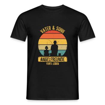 Angeln Vater Sohn Angelfreunde Angelpartner Fisch - Männer T-Shirt - Schwarz - Vorne - AI Model Male 178 light (178cm)