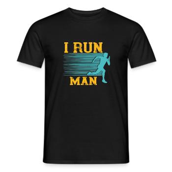 Running Humor I Run Man Super Heroes - Men's T-Shirt - black - Front - AI Model Male 178 light (178cm)