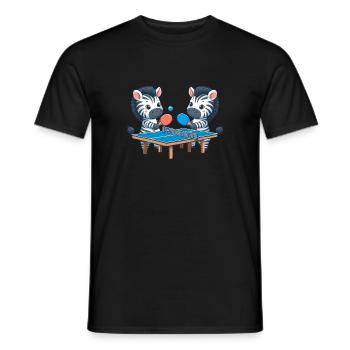 Cute Zebra Table Tennis Player Friends - Men's T-Shirt - black - Front - AI Model Male 178 light (178cm)