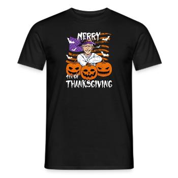 Confused Joe Biden Merry Thanksgiving Halloween - Men's T-Shirt - black - Front - AI Model Male 178 light (178cm)