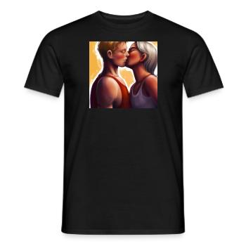 LGBT Queer kiss 🌈🌈 - Men's T-Shirt - black - Front - AI Model Male 178 light (178cm)