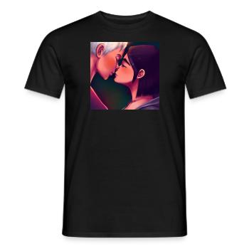 LGBT Queer kiss 🌈🌈 - Men's T-Shirt - black - Front - AI Model Male 178 light (178cm)