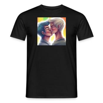 LGBT Queer Kuss 🌈🌈 - Männer T-Shirt - Schwarz - Vorne - AI Model Male 178 light (178cm)