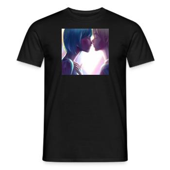 LGBT Queer kiss 🌈🌈 - Men's T-Shirt - black - Front - AI Model Male 178 light (178cm)