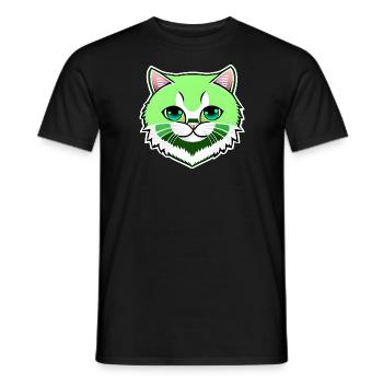 mignon petit chat vert - T-shirt homme - noir - Devant - AI Model Male 178 light (178cm)
