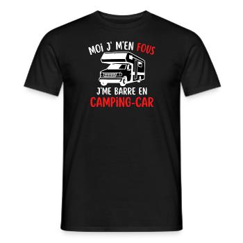 T-shirt Humour Camping car moi je m en fous - T-shirt homme - noir - Devant - AI Model Male 178 light (178cm)