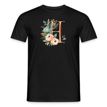 H typography floral - Männer T-Shirt - Schwarz - Vorne - AI Model Male 178 light (178cm)