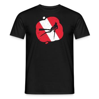 Red White Diving Flag Harpoon Hunting Diver - Men's T-Shirt - black - Front - AI Model Male 178 light (178cm)
