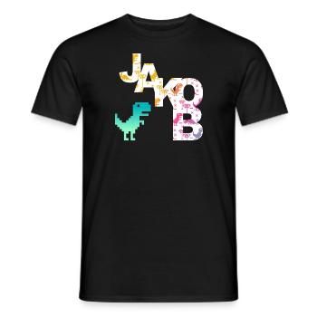 JAKOB - Schöner Jungen Name mit Dinosaurier - Männer T-Shirt - Schwarz - Vorne - AI Model Male 178 light (178cm)
