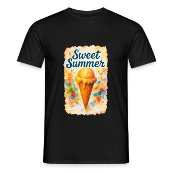 Cream Design Sweet Summer | Watercolor illustration - Men's T-Shirt - black - Front - AI Model Male 178 light (178cm)