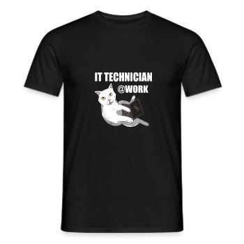 IT Technician Cat Programmer Techie - Men's T-Shirt - black - Front - AI Model Male 178 light (178cm)