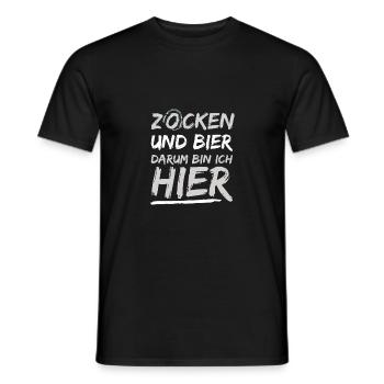 Zocken Und Bier Darum Bin Ich Hier Lustiges - Männer T-Shirt - Schwarz - Vorne - AI Model Male 178 light (178cm)