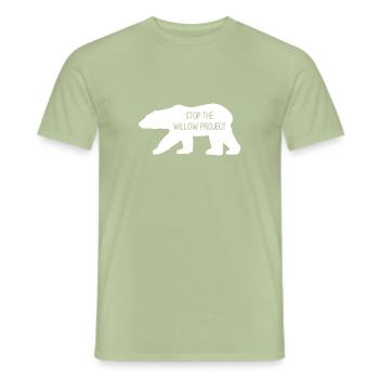 Stop the Willow Project (blanc) - T-shirt homme - vert sauge - Devant - AI Model Male 178 light (178cm)