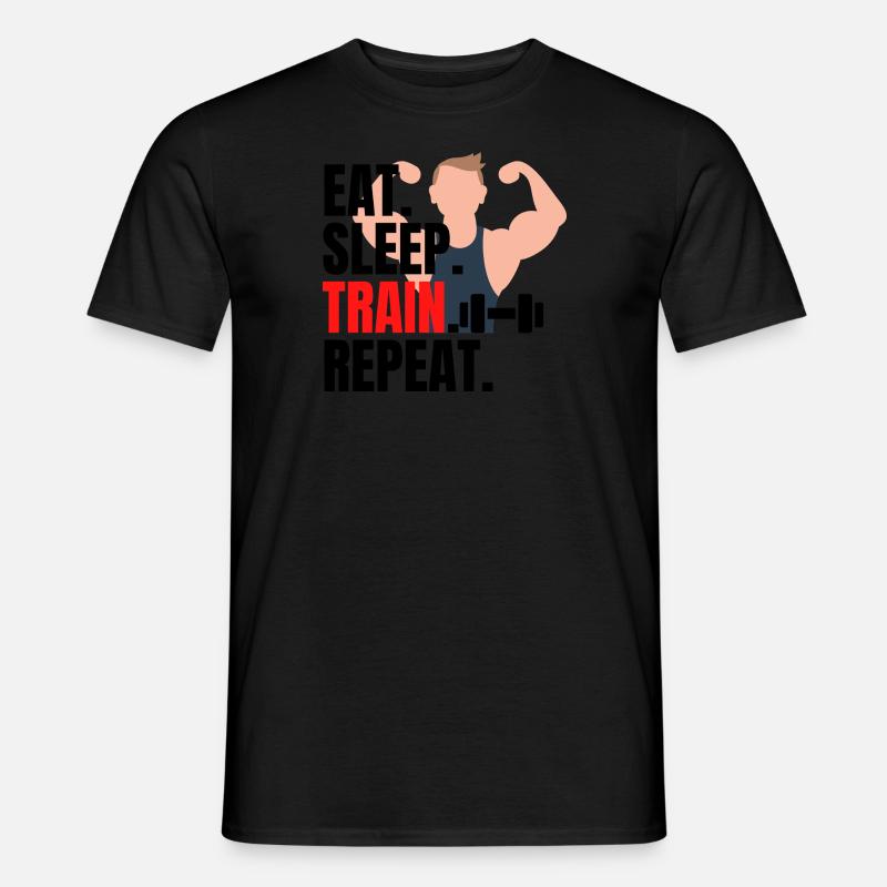eat sleep, train repeat - Männer T-Shirt - Schwarz