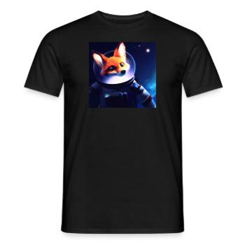Fox Astronaut Sticker - Männer T-Shirt - Schwarz - Vorne - AI Model Male 178 light (178cm)