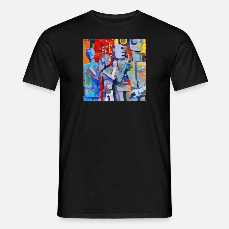 Roboter bei Tisch - Männer T-Shirt - Schwarz