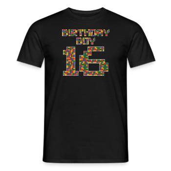 Mignon 16th Birthday Gift 16 ans bâtiment en bloc - T-shirt homme - noir - Devant - AI Model Male 178 light (178cm)