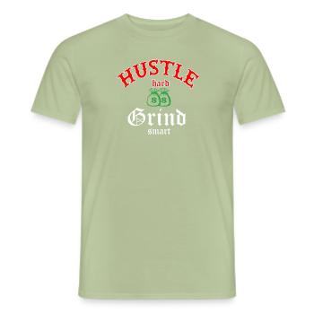 Hustle Hard Grind smart - Men's T-Shirt - sage - Front - AI Model Male 178 light (178cm)