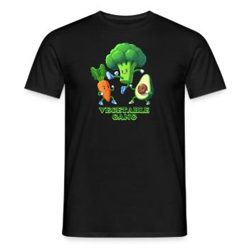 Vegetable Gang Vegan Funny Graphic - Men's T-Shirt - black - Front - AI Model Male 178 light (178cm)