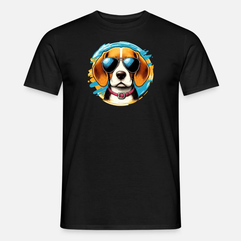 Simpatico Beagle che indossa occhiali da sole - T-shirt uomo - nero