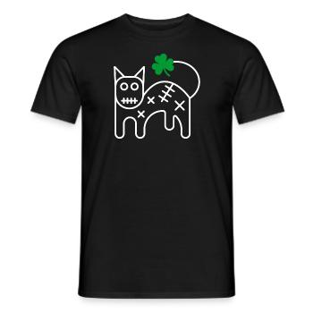 St. Patrick's Lucky Black Irish Cat with Shamrock - Men's T-Shirt - black - Front - AI Model Male 178 light (178cm)