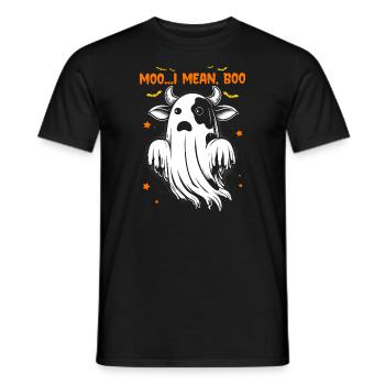 Ghost Cow Moo I Mean Boo Pumpkin Moon Halloween - Men's T-Shirt - black - Front - AI Model Male 178 light (178cm)