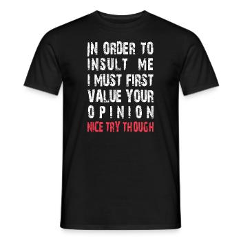 Drôle pour m’offenser blague sarcastique - T-shirt homme - noir - Devant - AI Model Male 178 light (178cm)
