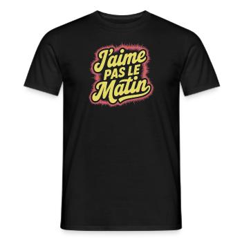 J'aime pas le matin - T-shirt homme - noir - Devant - AI Model Male 178 light (178cm)