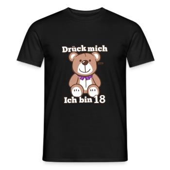 Drück Mich Ich Bin Über 18 Teddybär 18 Geburtstag - Männer T-Shirt - Schwarz - Vorne - AI Model Male 178 light (178cm)