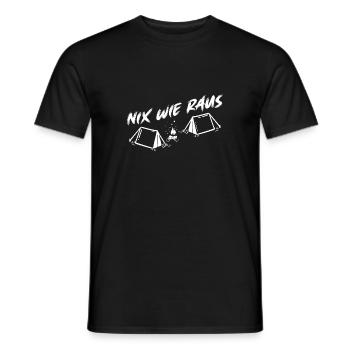 Nix wie raus Zelten Wandern Trekking Bergsteigen - Männer T-Shirt - Schwarz - Vorne - AI Model Male 178 light (178cm)