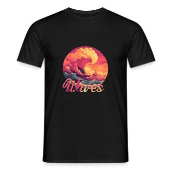 Waves Design coloré - T-shirt homme - noir - Devant - AI Model Male 178 light (178cm)