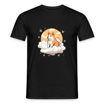 Japanese dog Shiba Inu angel sky reminder - Men's T-Shirt - black - Front - AI Model Male 178 light (178cm)