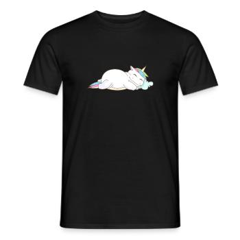 Einhorn Schlafen Müde Kopfkissen Chillen Geschenk - Männer T-Shirt - Schwarz - Vorne - AI Model Male 178 light (178cm)