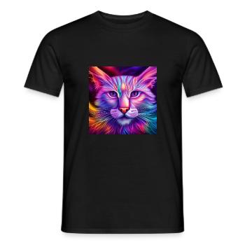 Katze in Neonfarben - Männer T-Shirt - Schwarz - Vorne - AI Model Male 178 light (178cm)