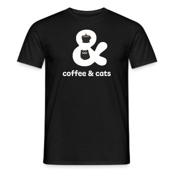 Kaffee & Katzen - Für Kaffee Katzen Liebhaber - Männer T-Shirt - Schwarz - Vorne - AI Model Male 178 light (178cm)