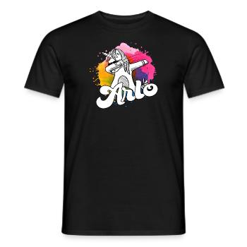 ARLO - Beau nom de garçon avec licorne cool - T-shirt homme - noir - Devant - AI Model Male 178 light (178cm)