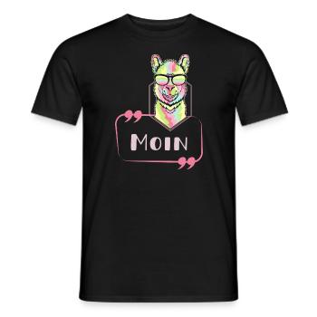 Alpaka Moin bunt neon cool psychedelic text - Männer T-Shirt - Schwarz - Vorne - AI Model Male 178 light (178cm)