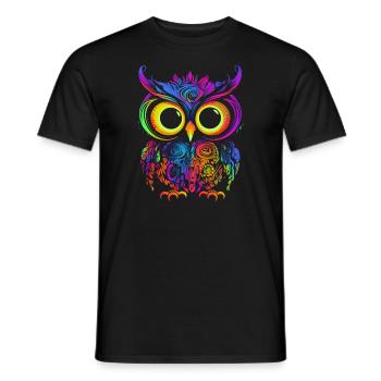 Eule Eulen Vogel Tier Owl Uhu Neon - Männer T-Shirt - Schwarz - Vorne - AI Model Male 178 light (178cm)