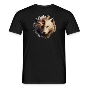 Yin Yang Wölfe Meditationsphilosophie Symbol - Männer T-Shirt - Schwarz - Vorne - AI Model Male 178 light (178cm)